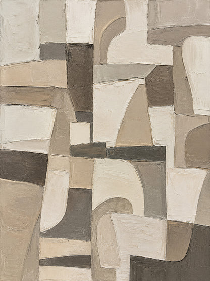 Wabi-Sabi Brown Beige Textured Abstract Plaster Knife Stroke Japandi Minimalist Modern Home Wall Art AURA706