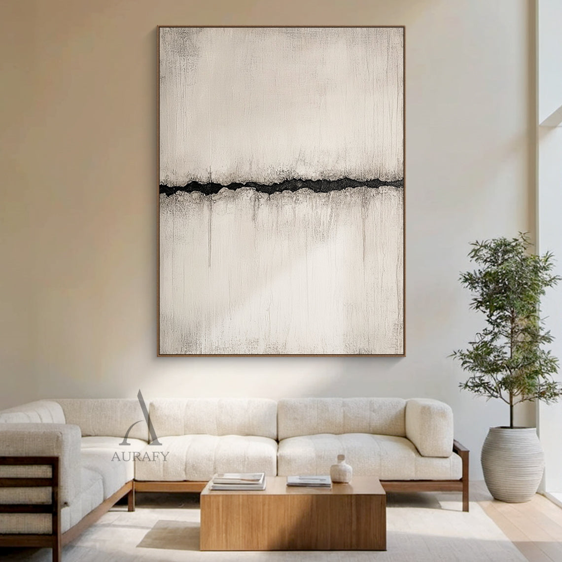 Wabi Sabi Beige Abstract Plaster Textured High Relief Japandi Tactile Knife Stroke Wall Art Canvas AURA721