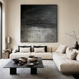 Industrial Patina Texture Wall Art-Charcoal & Steel Grey Tones-AURA020