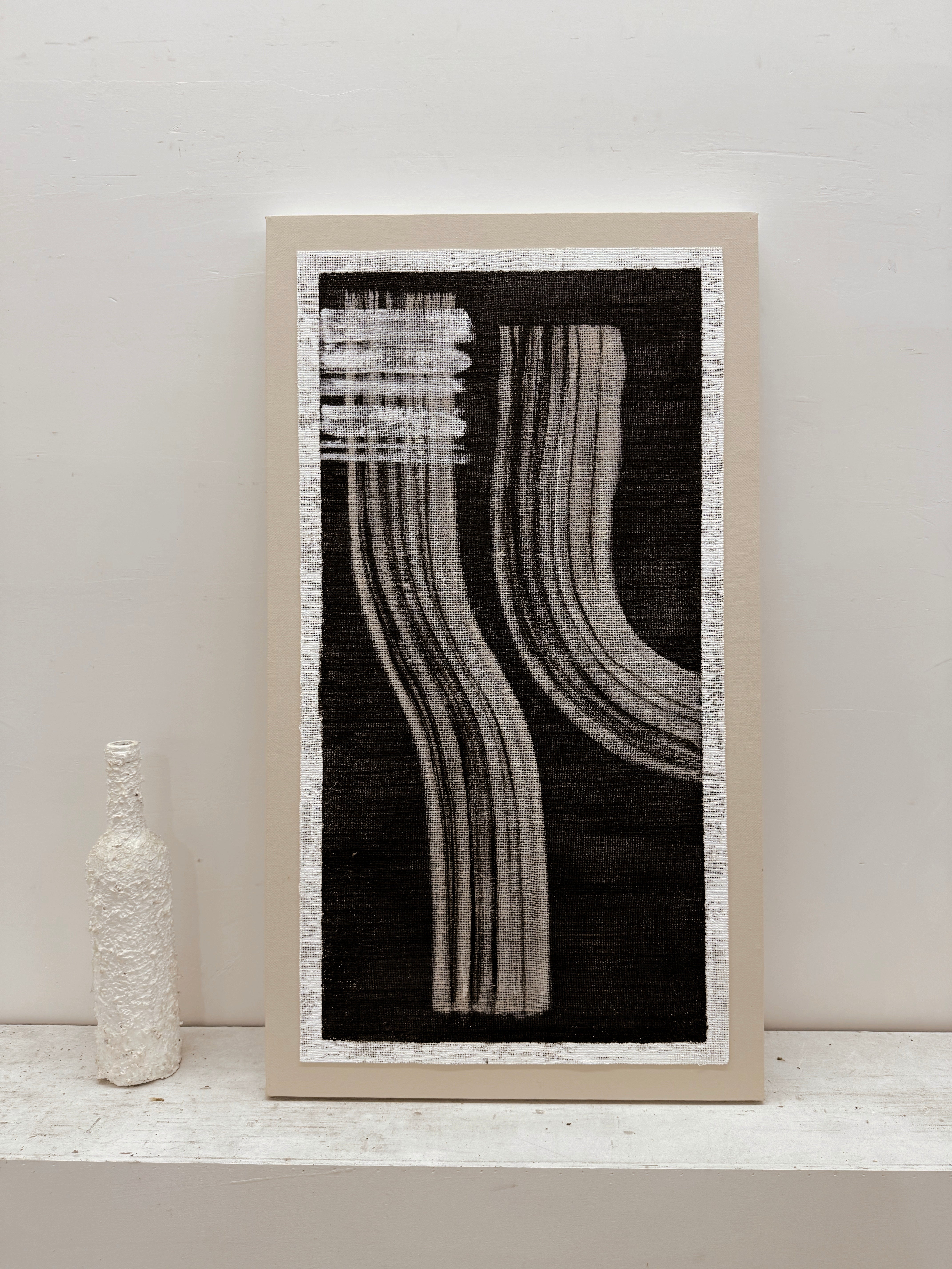 Wabi-Sabi Black Gray Abstract Textured Knife Stroke Wall Art Japandi Minimalist Luxe Tactile Canvas Artwork AURA730