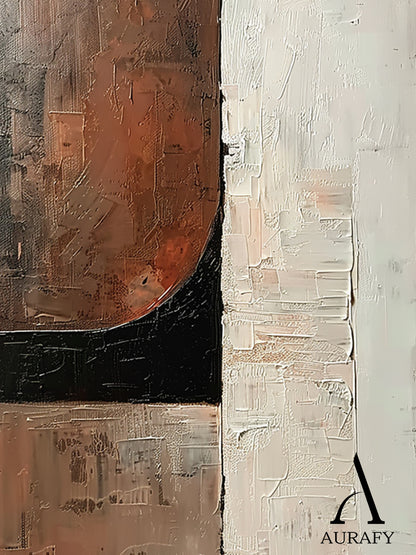 Abstract Brown White Art Tactile High-Relief Knife Strokes Mottled Modern Organic Canvas AURA476