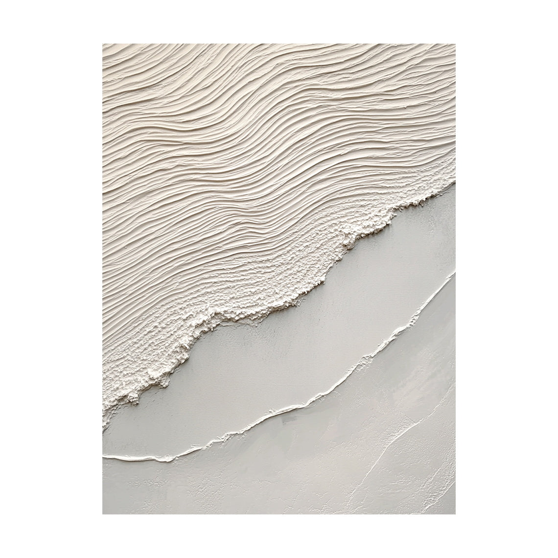 Beige Sea Abstract Impasto Sculpted Tactile Wall Art Modern Minimalist Luxe Canvas AURA442