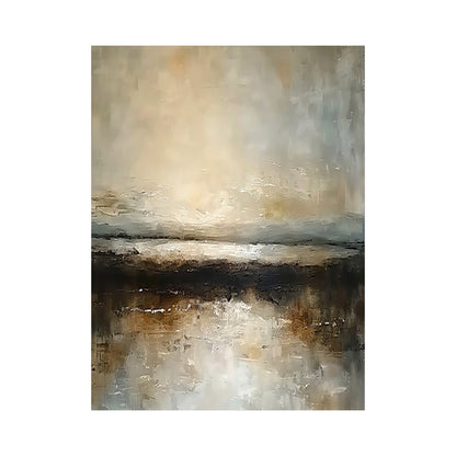 Wabi-Sabi Knife Textured Brown Abstract Landscape Plaster Canvas Artwork Japandi Minimalist Luxe Tactile Wall Decor AURA742
