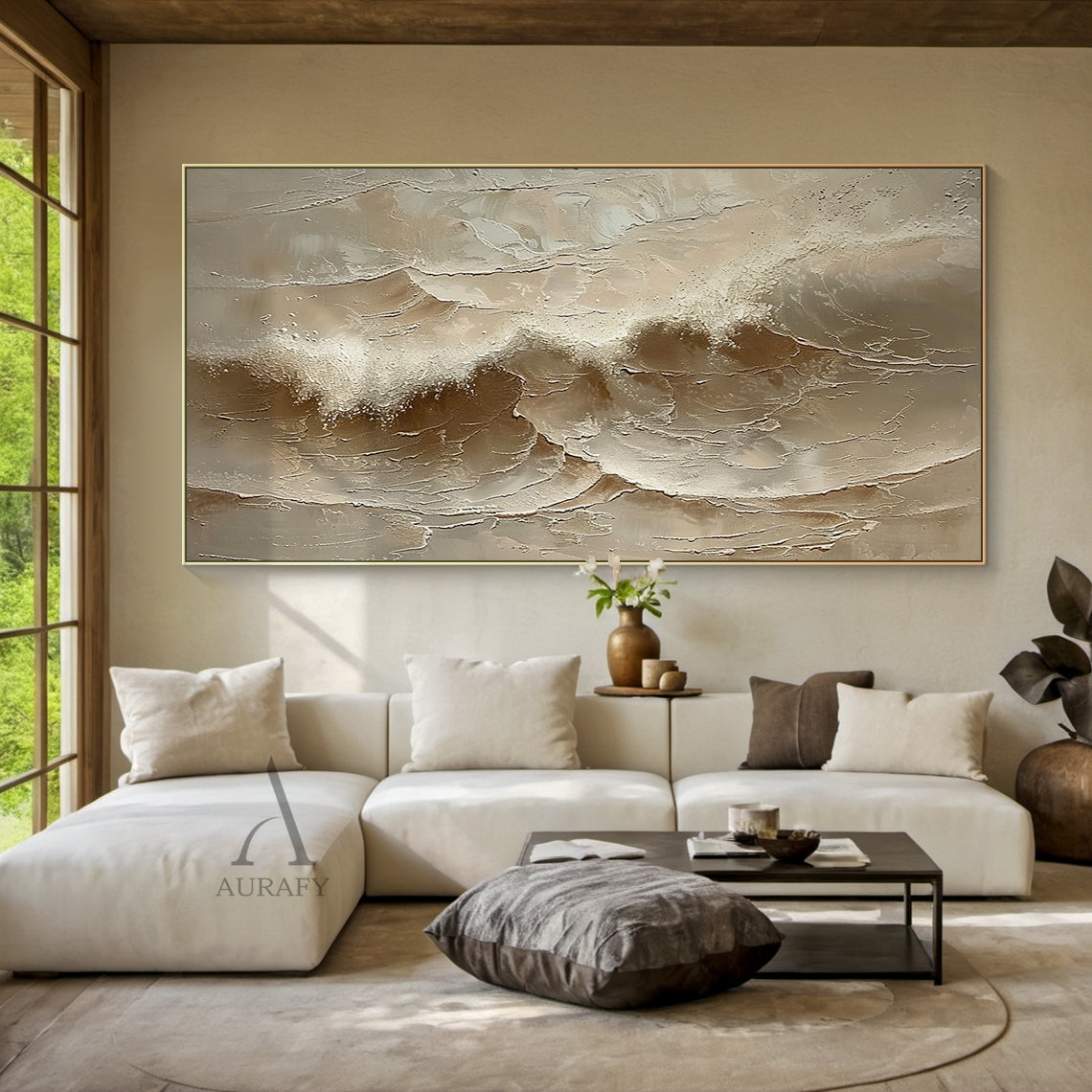 Neutral Ocean Foam Texture Wall Art - AURA682