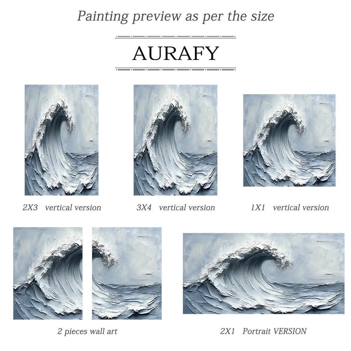 Gray Blue 3D Textured Painting Modern Home Living Room Decor AURA396