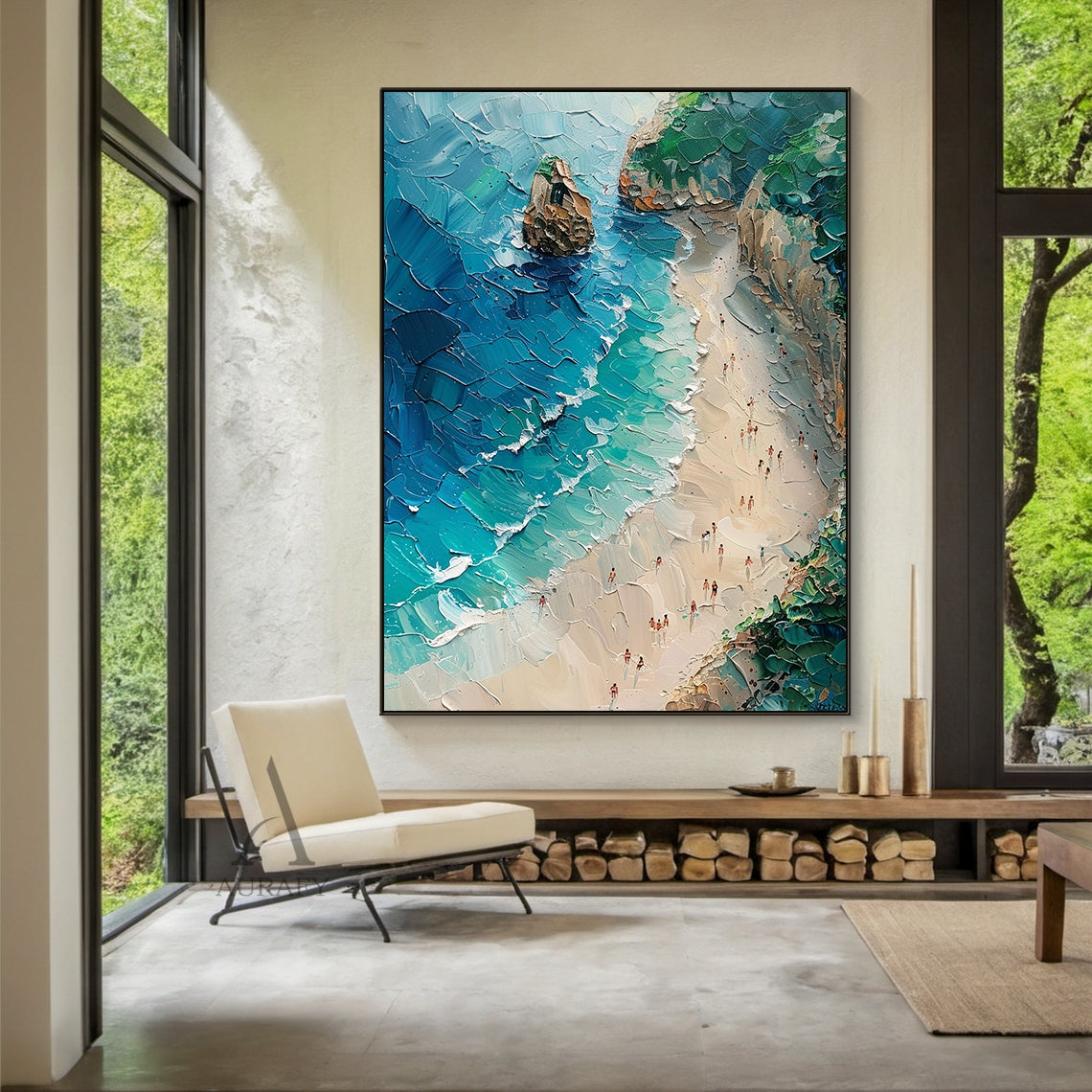Turquoise Cliffside Beach Wall Art - AURA674