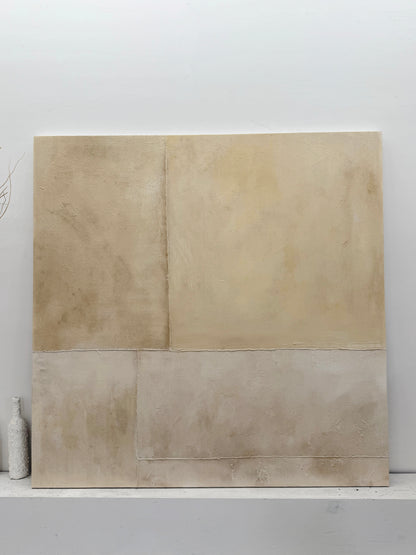Beige Abstract Plaster Textured Wabi-Sabi Japandi Minimalist Tactile Canvas Neutral Modern Organic Wall Decor AURA733