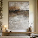 Muted Horizon-Gray & Brown Abstract Art-AURA124
