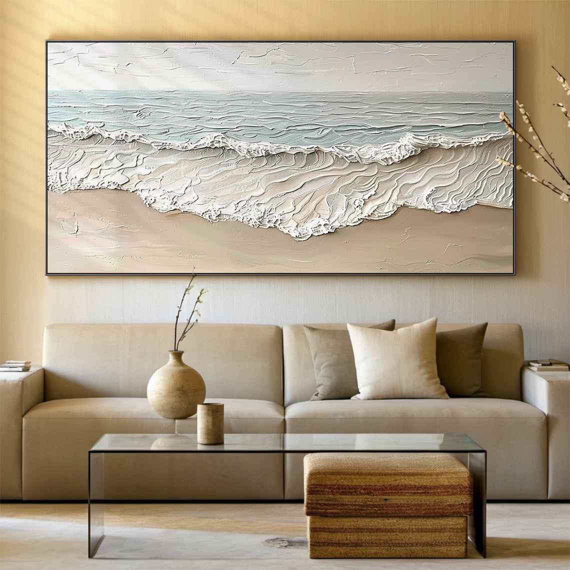 Tidal Trace-Beige Seascape Texture Field-AURA142