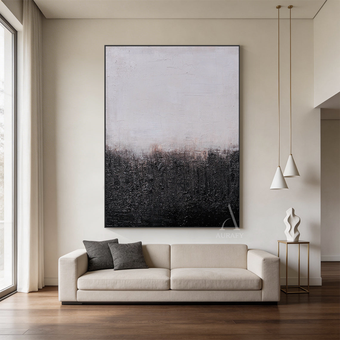 Black White Abstract Wall Art Modern Minimalist Living Room Decor AURA257