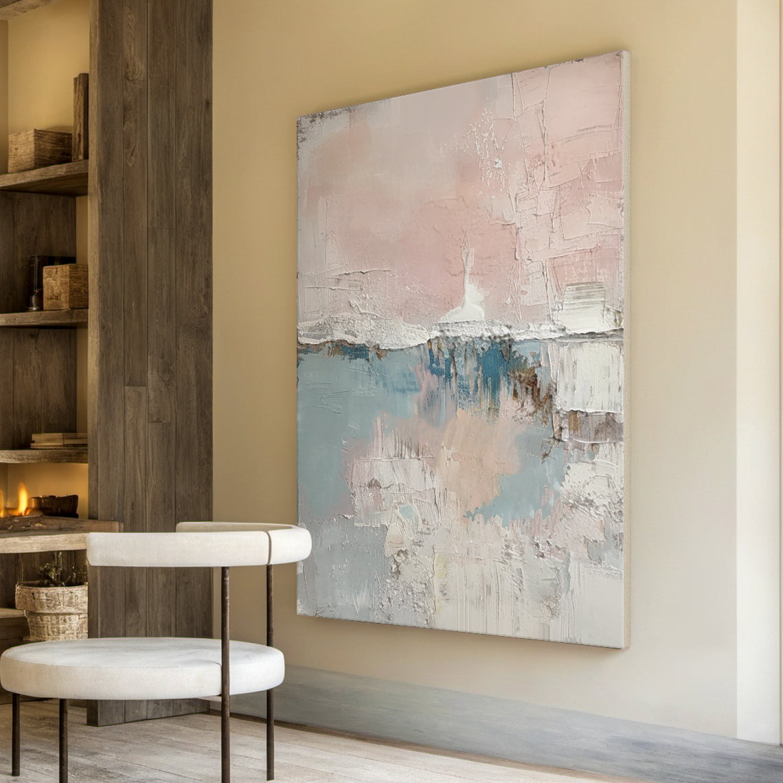 Soft Interval-Blue & Pink Abstract Field-AURA133