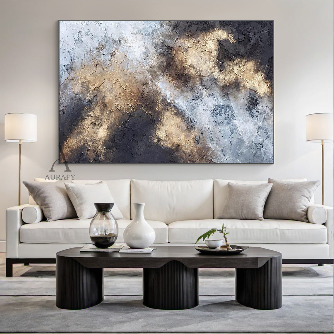 Modern Black General Abstract Wall Art for Living Room Decor AURA246