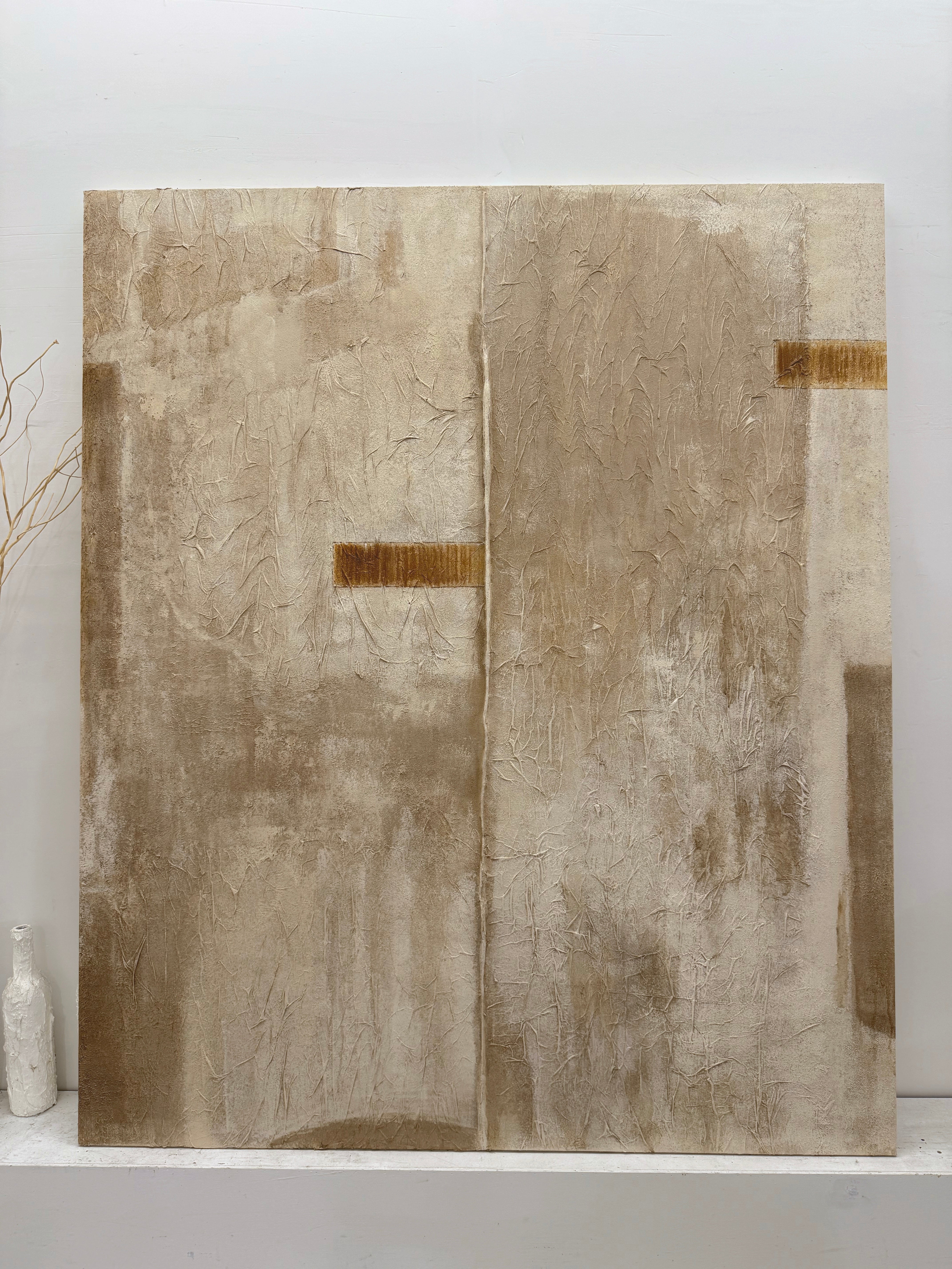 Wabi Sabi Beige Abstract Plaster Textured Japandi Minimalist Neutral Hand Painted Canvas Wall Art AURA729
