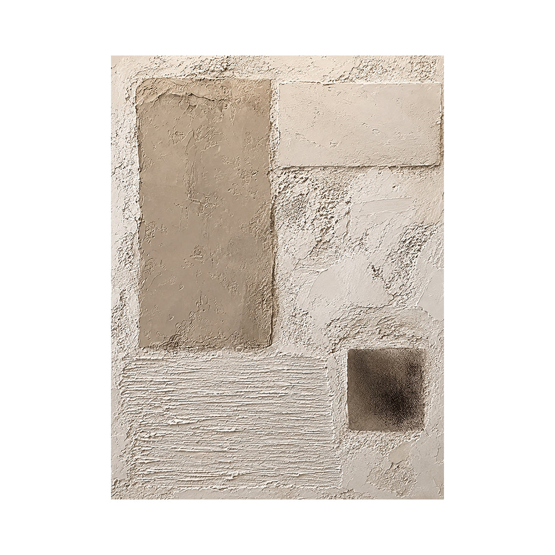 Plaster Rhythm, Beige Ridged and Cracked 3D Wall Art AURA867