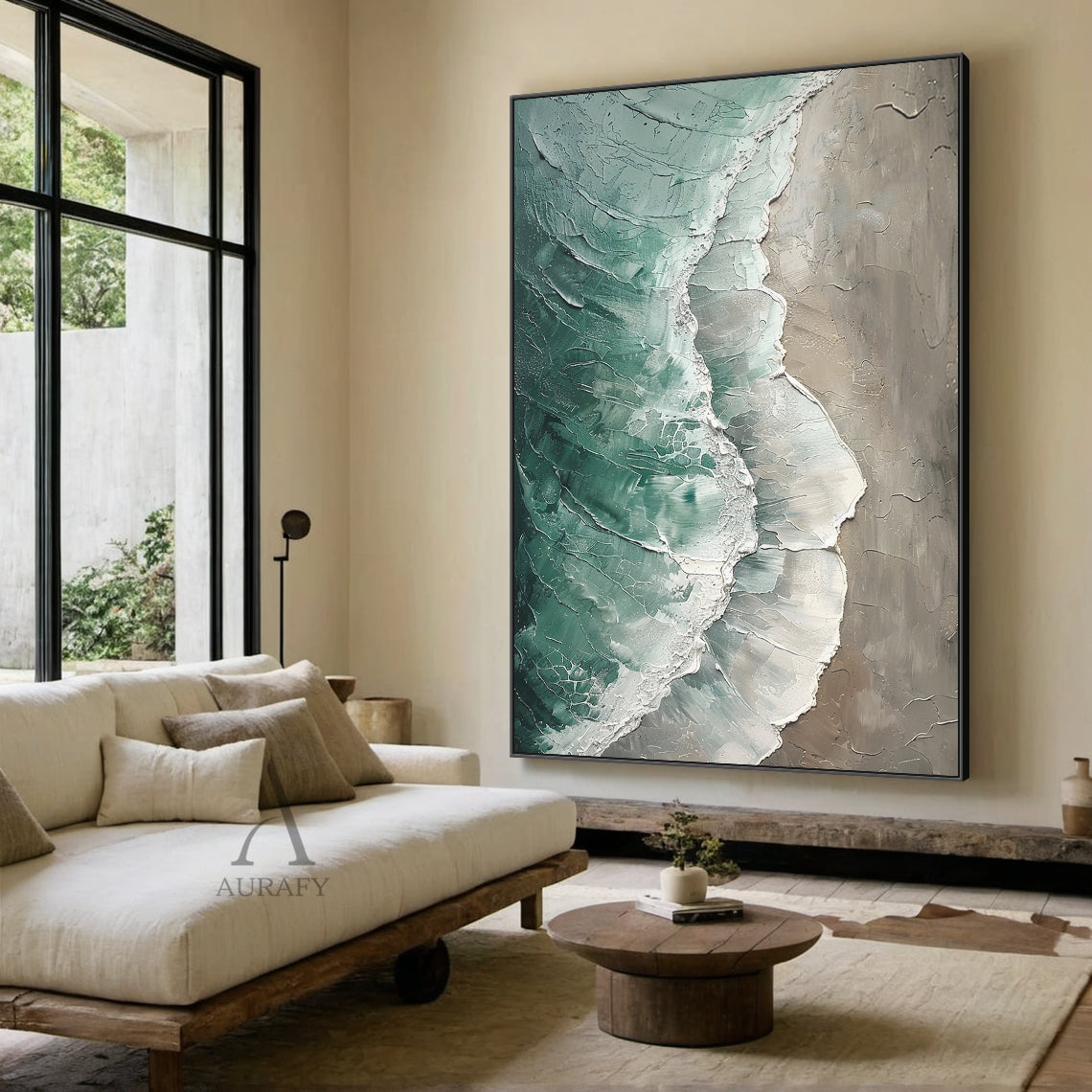 Turquoise Shoreline Abstract Wall Art - AURA686