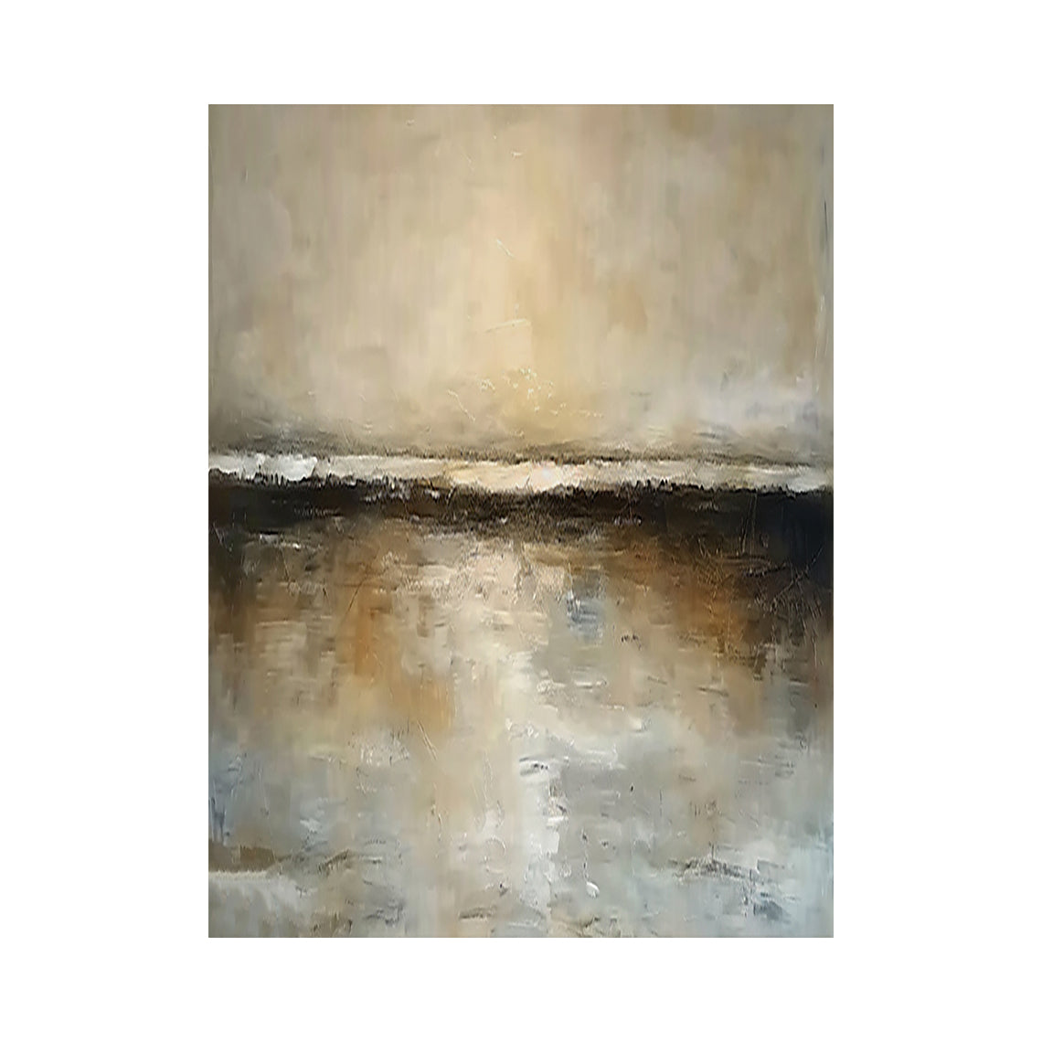 Wabi-Sabi Brown Textured Landscape Painting Minimalist Luxe Plaster Canvas Art Japandi Home Wall Decor AURA743