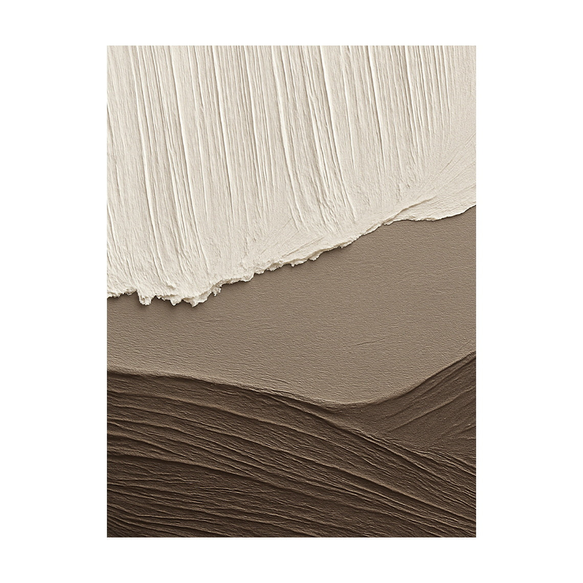 Beige Brown Landscape Art Thick Textured Canvas with Vertical Strokes Wavy Folds Modern Organic Minimalist Luxe AURA469