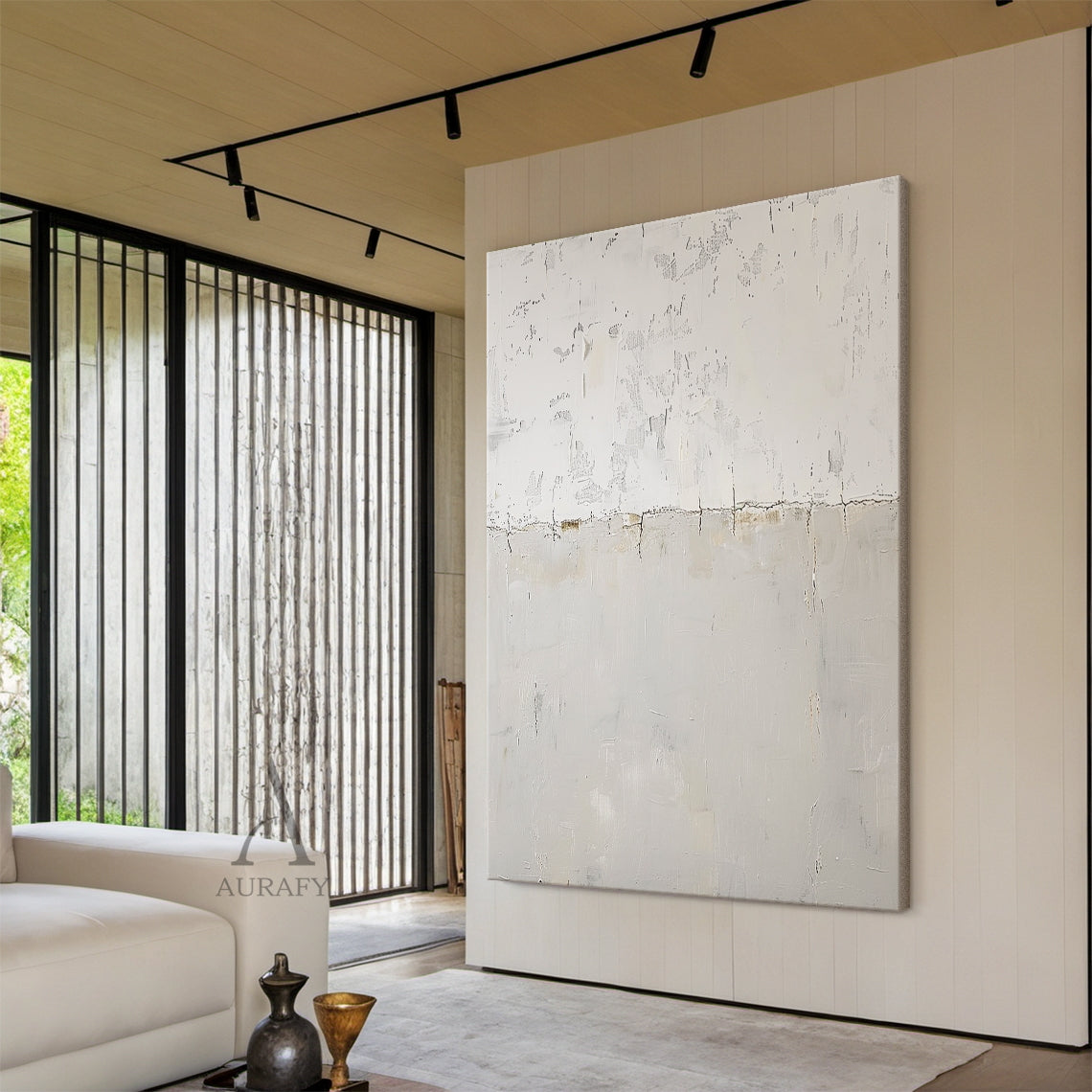 Neutral Beige Wabi-Sabi Textured Abstract Wall Art - AURA812