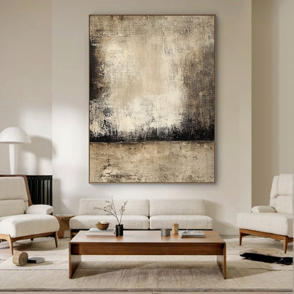 Wabi Sabi Beige Abstract Art with Handcrafted Scratch Textures Mottled Fade Layered Applications AURA584