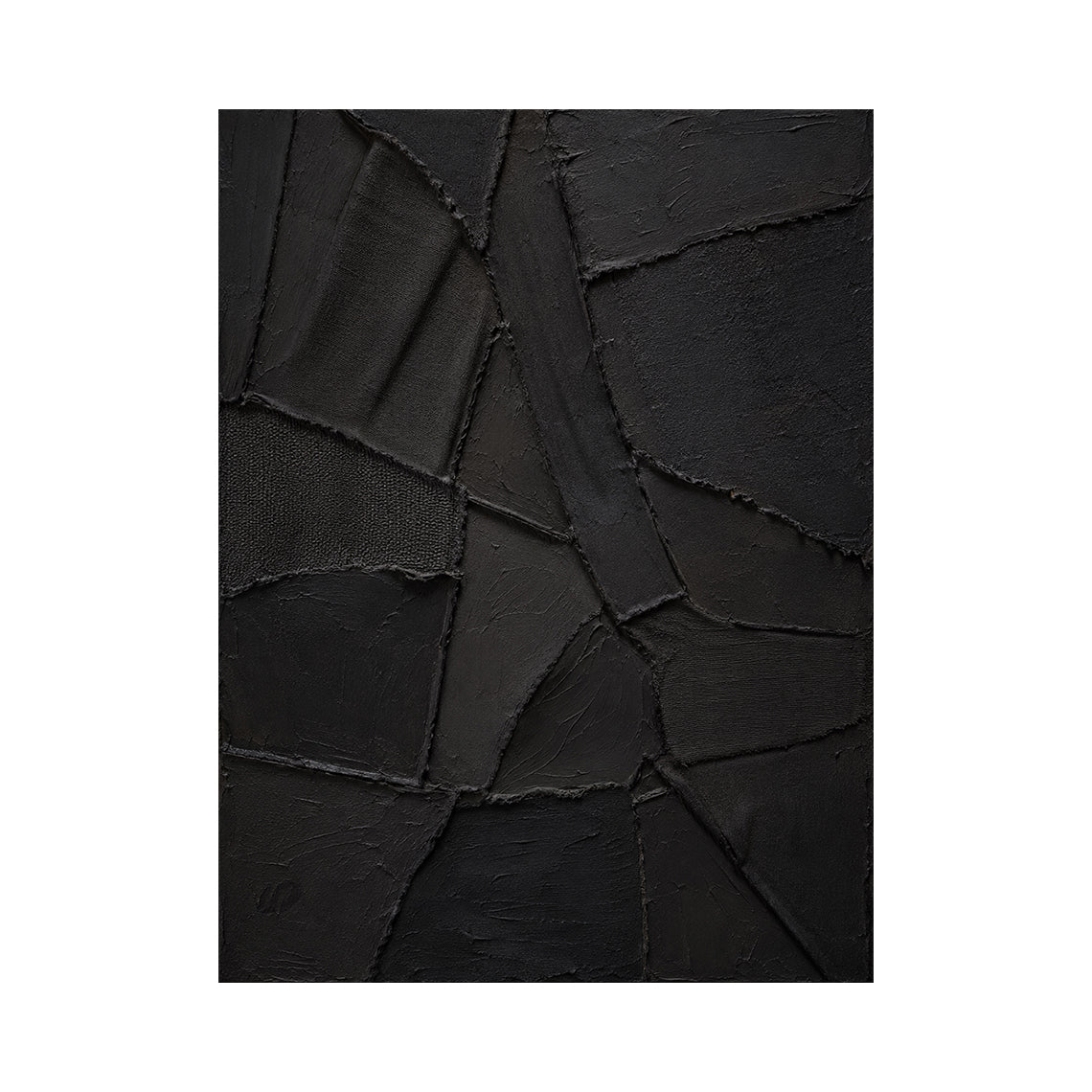 Black Relief, Monochrome Geometric 3D Textured Painting AURA859