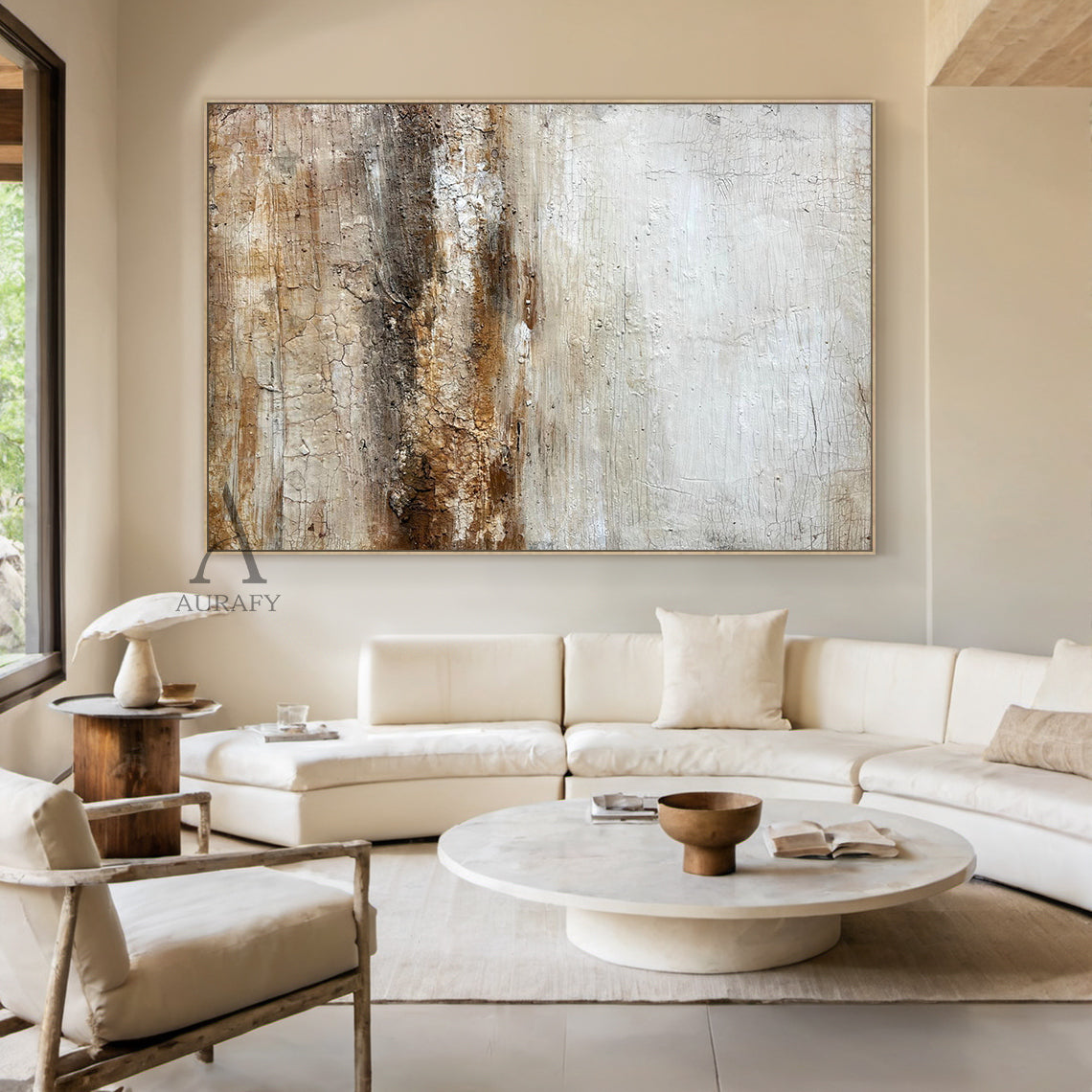 Wabi Sabi Style Beige Brown Living Room Decor Piece AURA249
