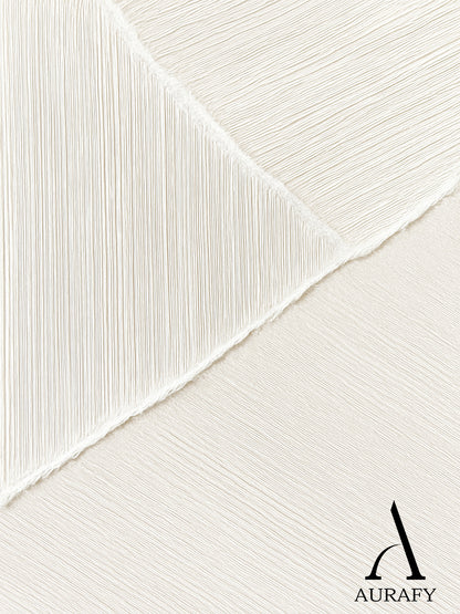 Minimalist Wall Art Beige White Tactile Vertical Texture Geometric Split Fabric Wall Decor AURA547