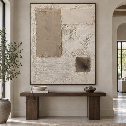 Plaster Rhythm, Beige Ridged and Cracked 3D Wall Art AURA867