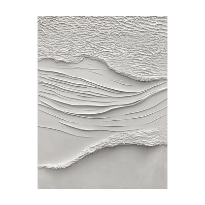 White Sea Textured Artwork High-Relief Plaster Tactile Surface Sculpted Lines Modern Organic AURA443