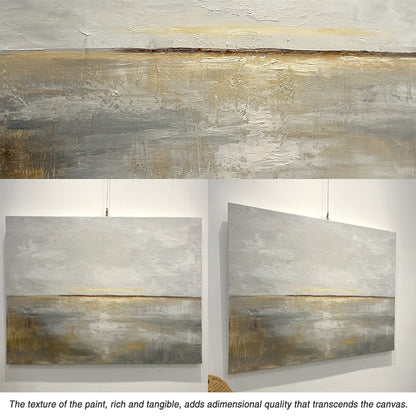 Abstract Beige Gray Art with Knife Strokes Tactile Surface Japandi Minimalist Canvas Wall Decor AURA625