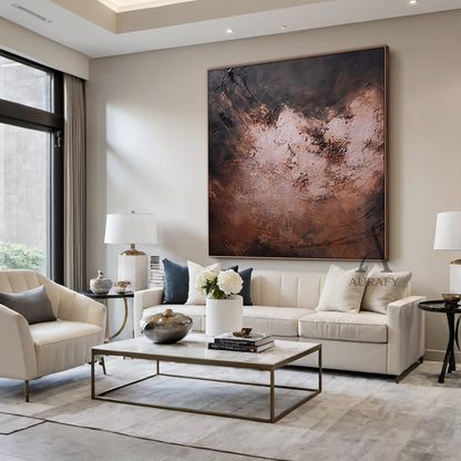 General Abstract Red Brown Wall Art Modern Home Decor Print AURA248