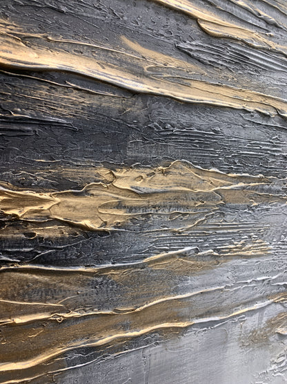 Abstract Black Gray Gold Wall Art Modern Living Room Decor -AURA190