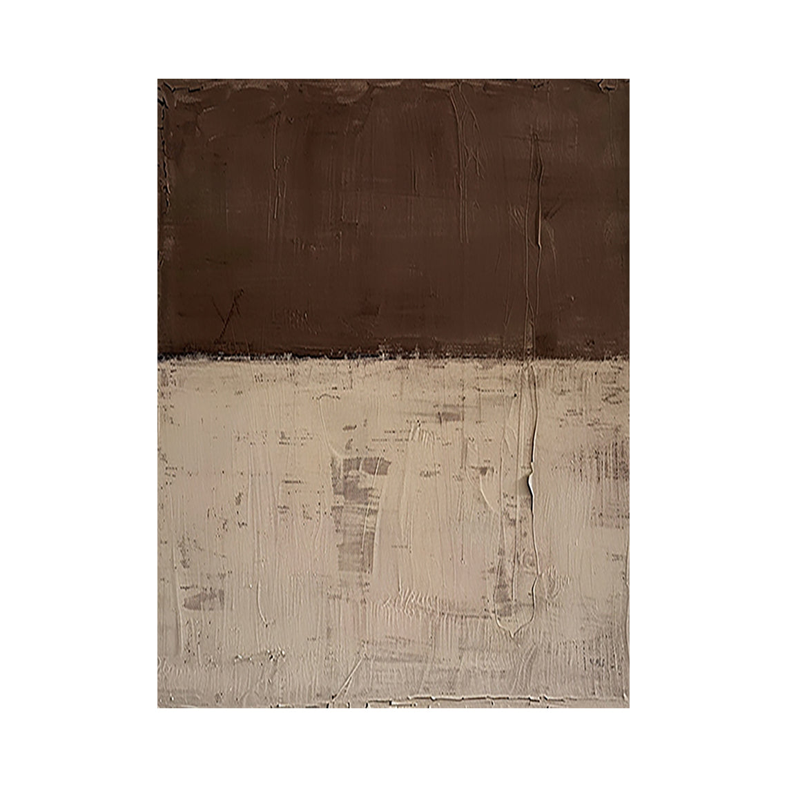 Brown & Beige Two-Tone Textured Abstract Wall Art | Wabi Sabi Japandi Minimalist Canvas | AURA810