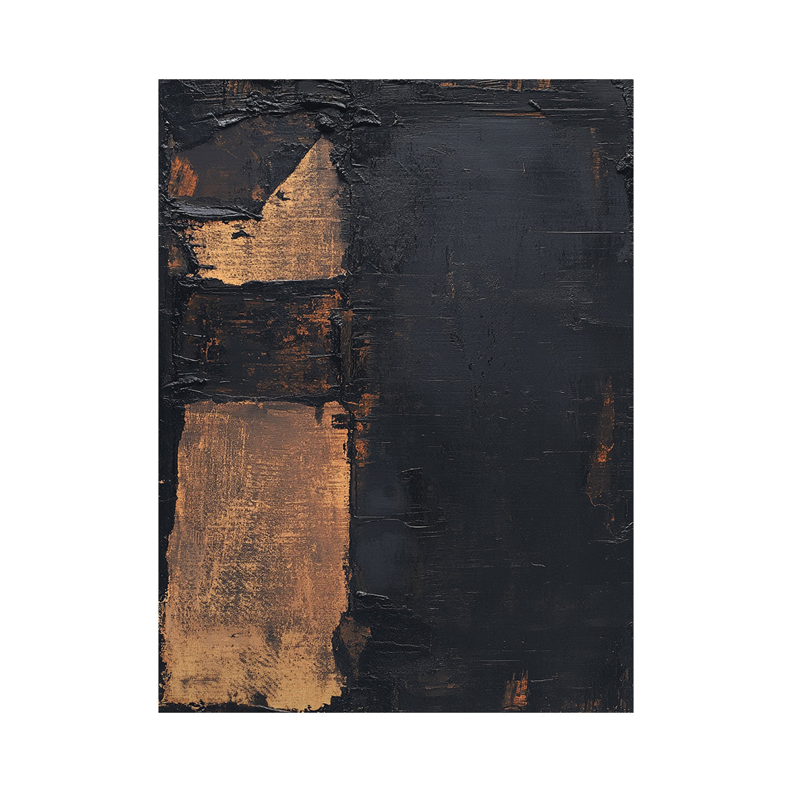 Dark Strata, Black and Brown Textured Abstract Wall Art AURA878