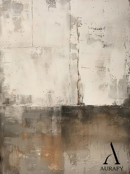 Wabi Sabi Abstract Art Handcrafted Plaster Textured Mottled Gray Beige Wall Decor AURA562