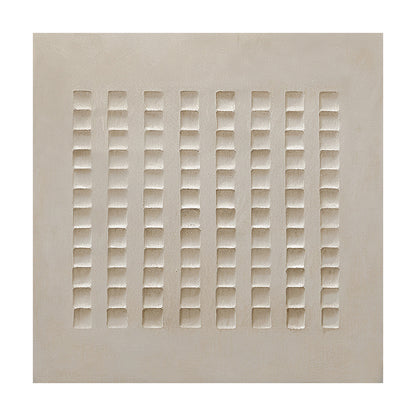 Abstract Beige Plaster Art Modern Minimalist Structured Grid High-Relief Tactile Wabi-Sabi Sculpted Decor AURA633