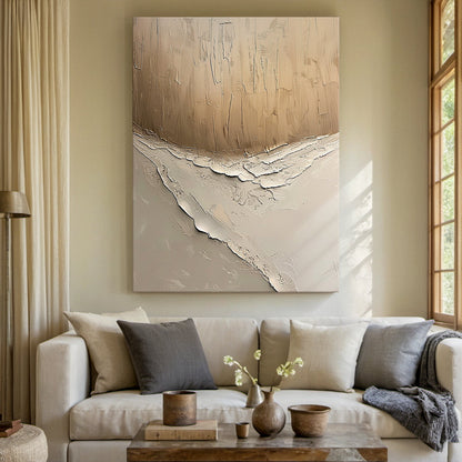 Quiet Erosion-Beige & Brown Abstract Field-AURA147