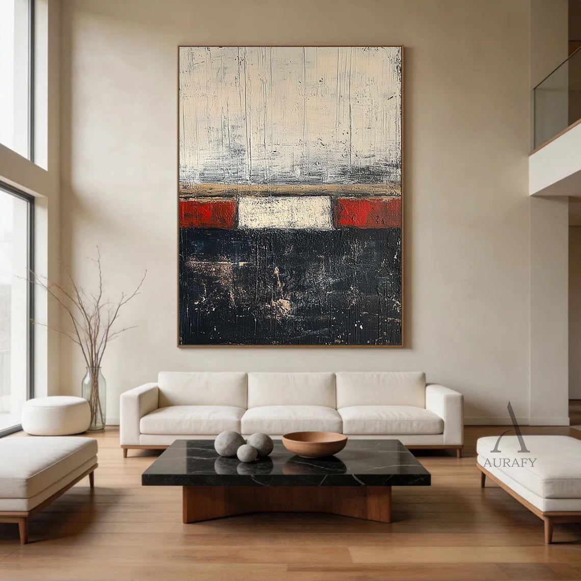Abstract Black Beige Wall Art for Living Room Home Decor AURA273