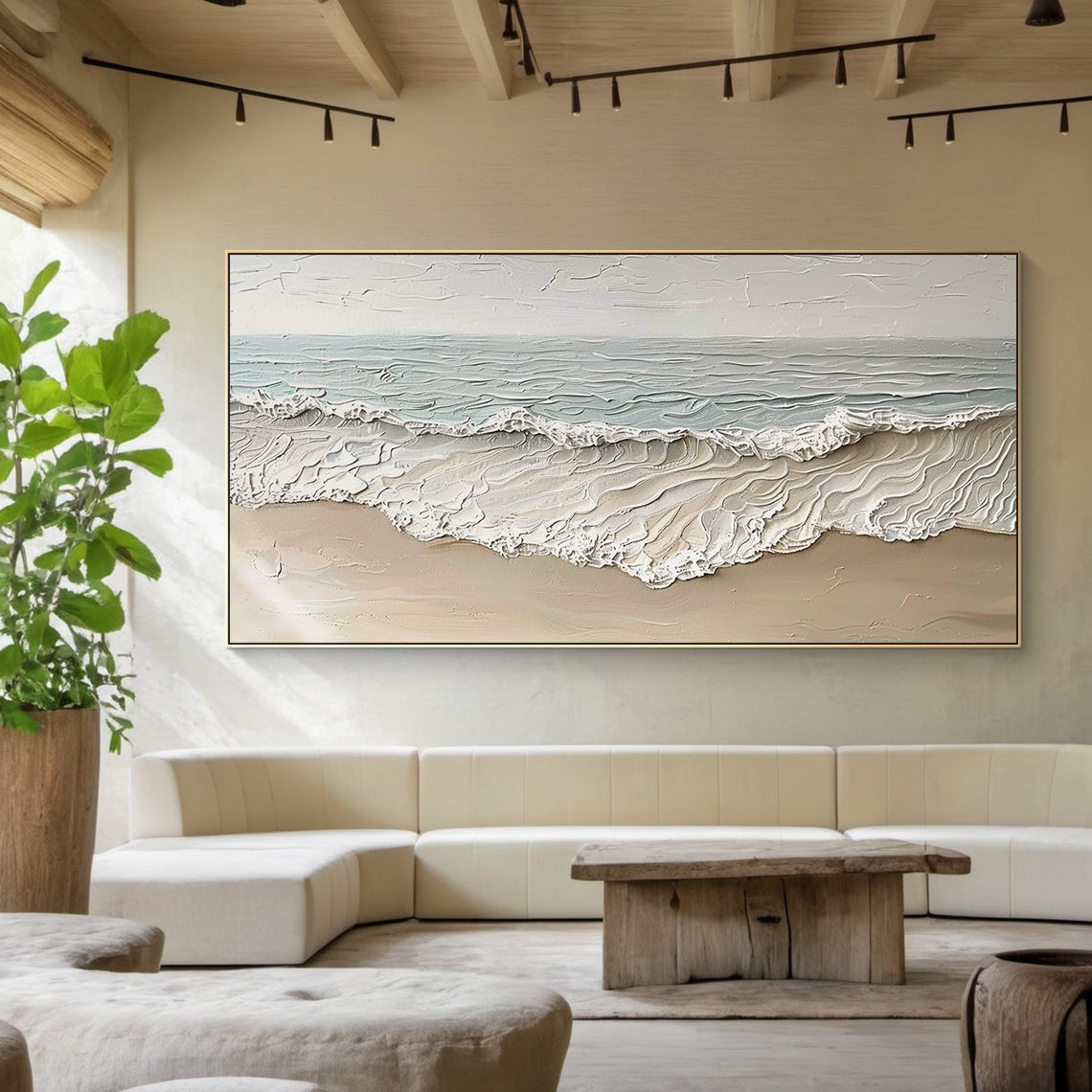 Tidal Trace-Beige Seascape Texture Field-AURA142