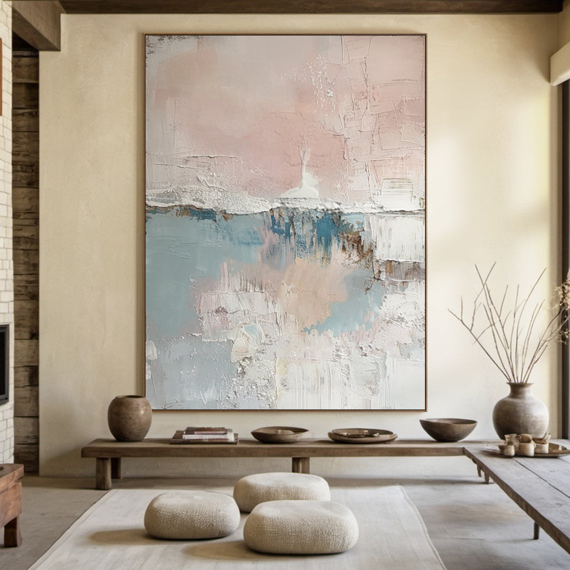 Soft Interval-Blue & Pink Abstract Field-AURA133