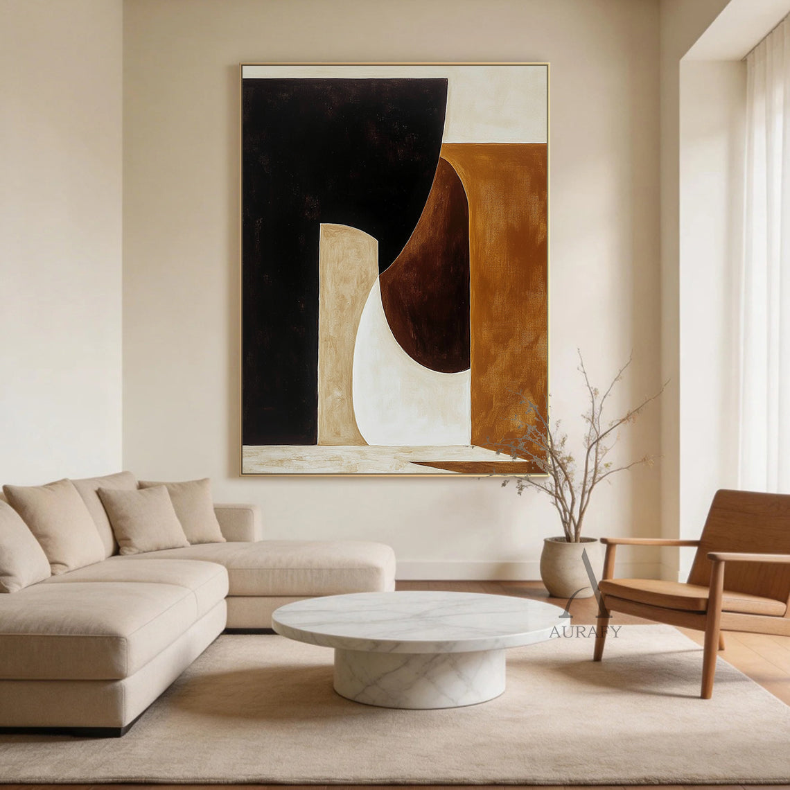 General Abstract Black Brown Living Room Wall Art Decor AURA278