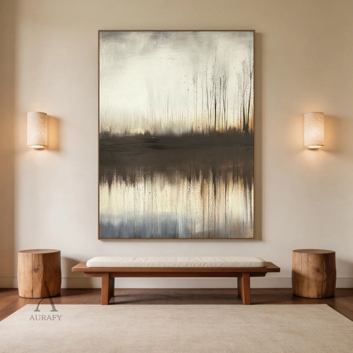 Wabi Sabi Beige Black Minimalist Home Decor Accent Piece AURA304