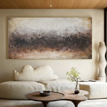 Neutral Beige Brown Abstract Textured Wall Art Living Room Decor AURA194