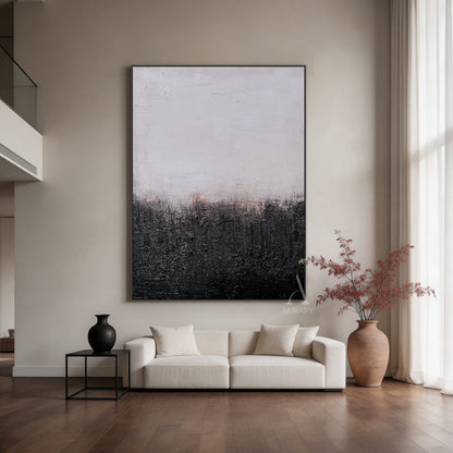 Black White Abstract Wall Art Modern Minimalist Living Room Decor AURA257