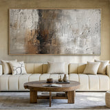 Muted Horizon-Gray & Brown Abstract Art-AURA124