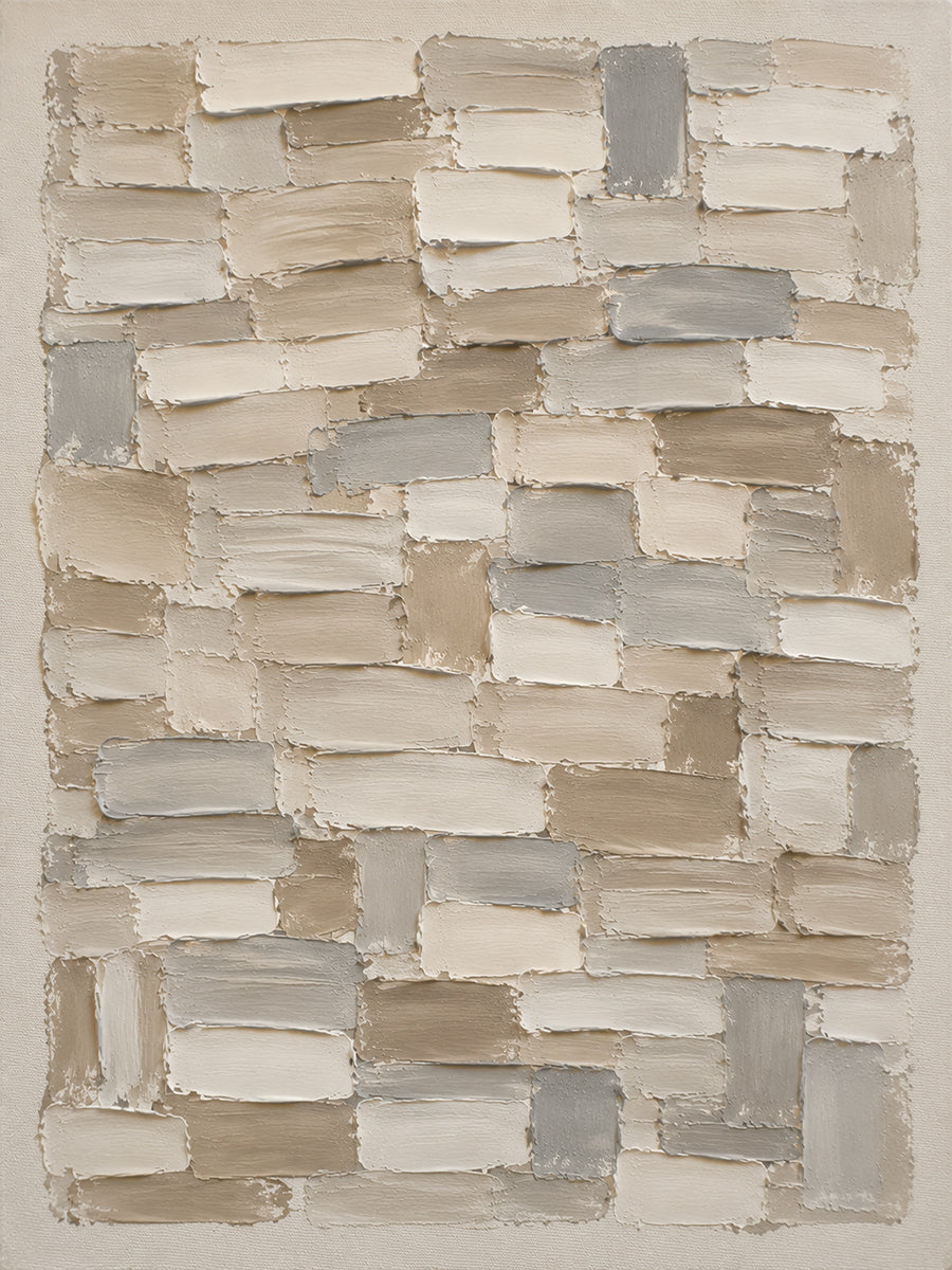 Textured Abstract Wall Art Beige Neutral Knife Stroke High Relief Plaster Minimalist Canvas AURA756