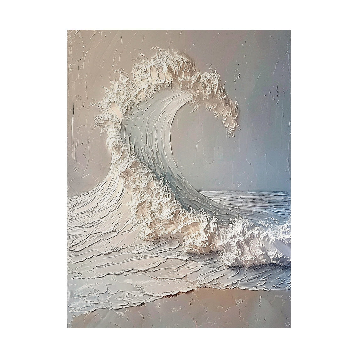 Textured White Curling Wave Wall Art - AURA678