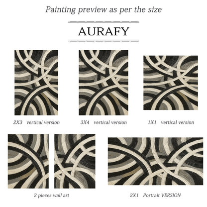 3D Textured Abstract Painting Sculpted Canvas High-Relief Tactile Black Beige Gray Modern Art AURA516