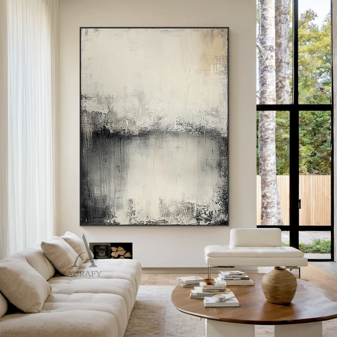 Wabi Sabi Beige Abstract Plaster Textured Japandi Minimalist Luxe Tactile Canvas Wall Art Decor AURA720