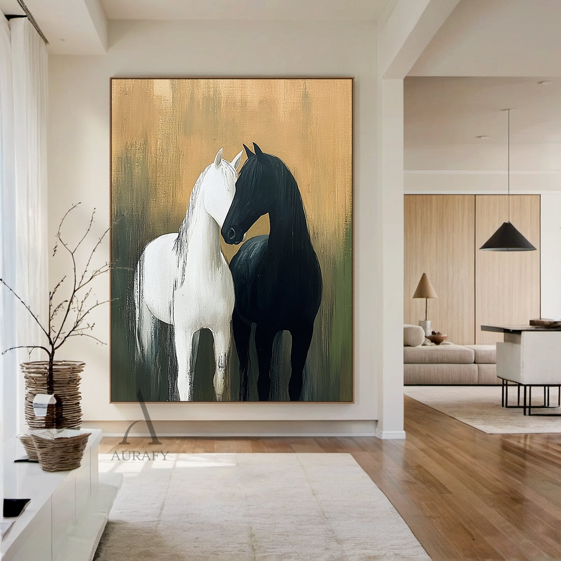 Black and White Horses Wall Art - AURA665