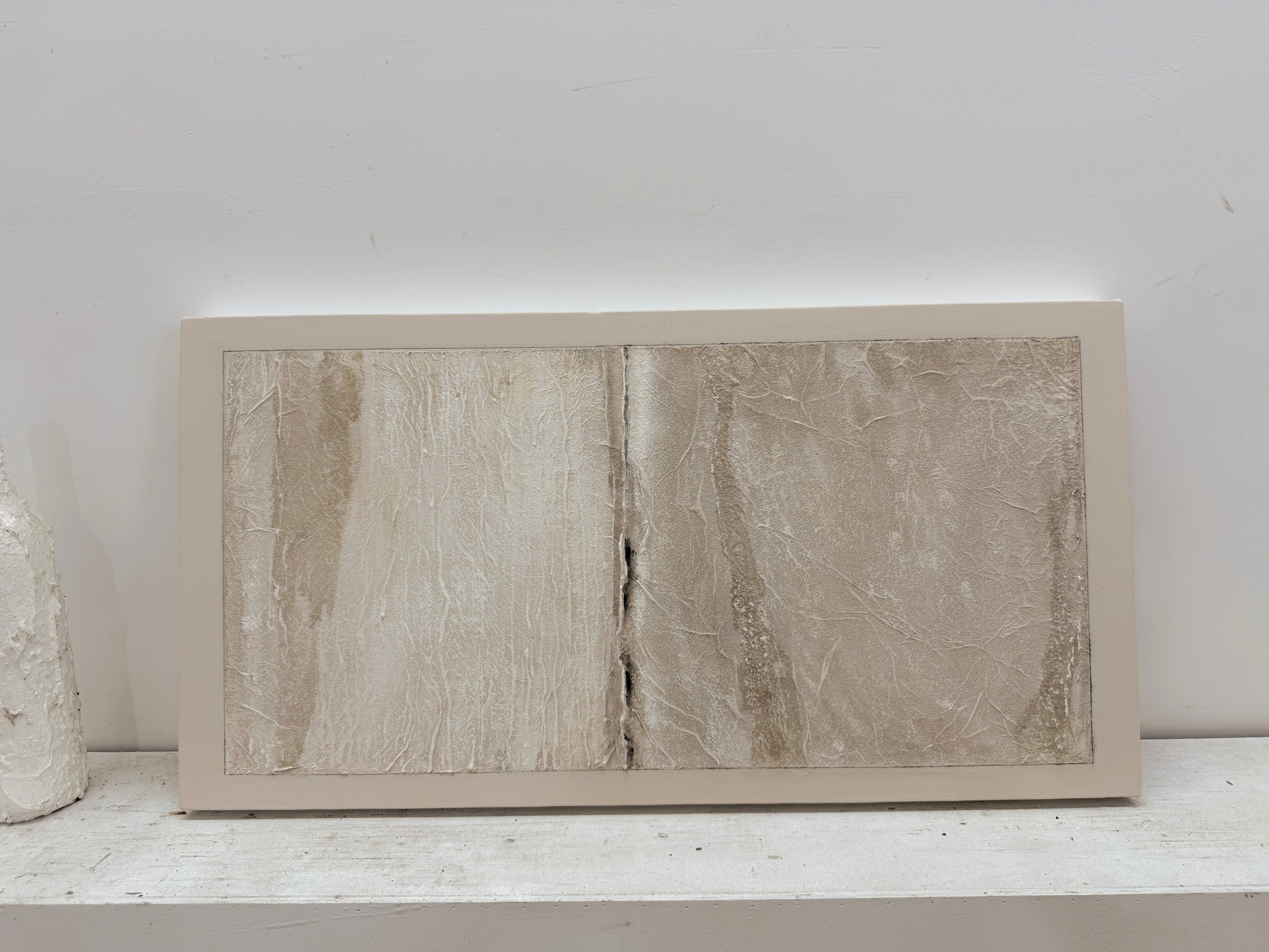 Wabi-Sabi Beige Plaster Textured Japandi Minimalist Abstract Tactile High-Relief Neutral Canvas Wall Artwork AURA740